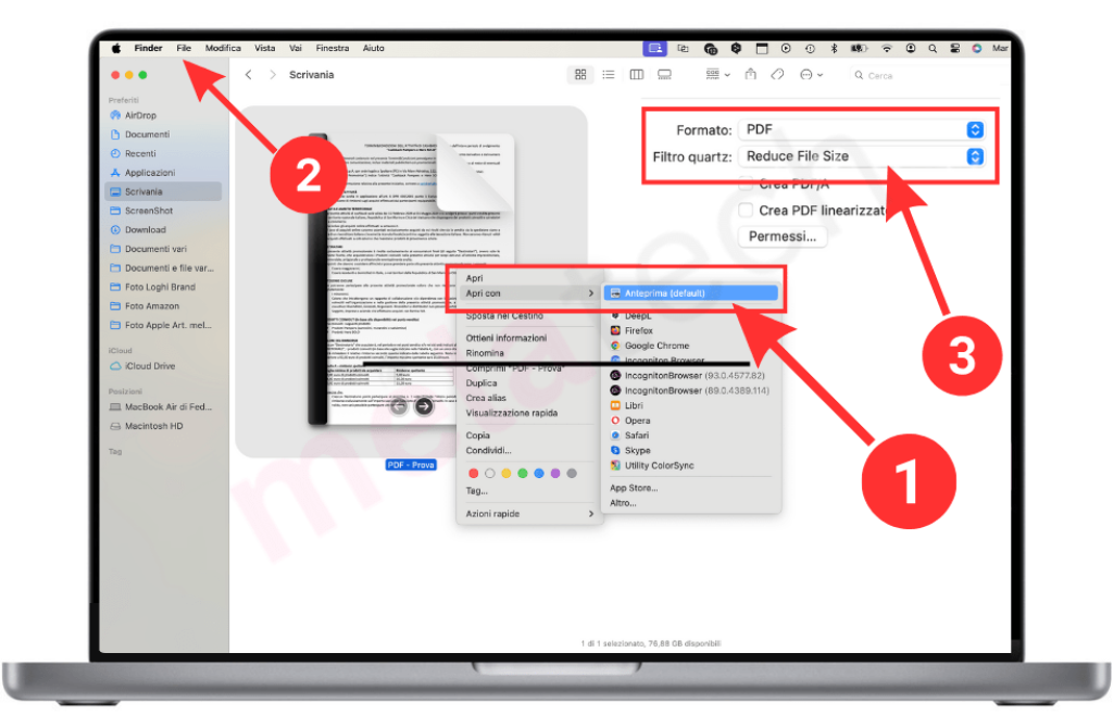 Comprimere PDF su Mac
